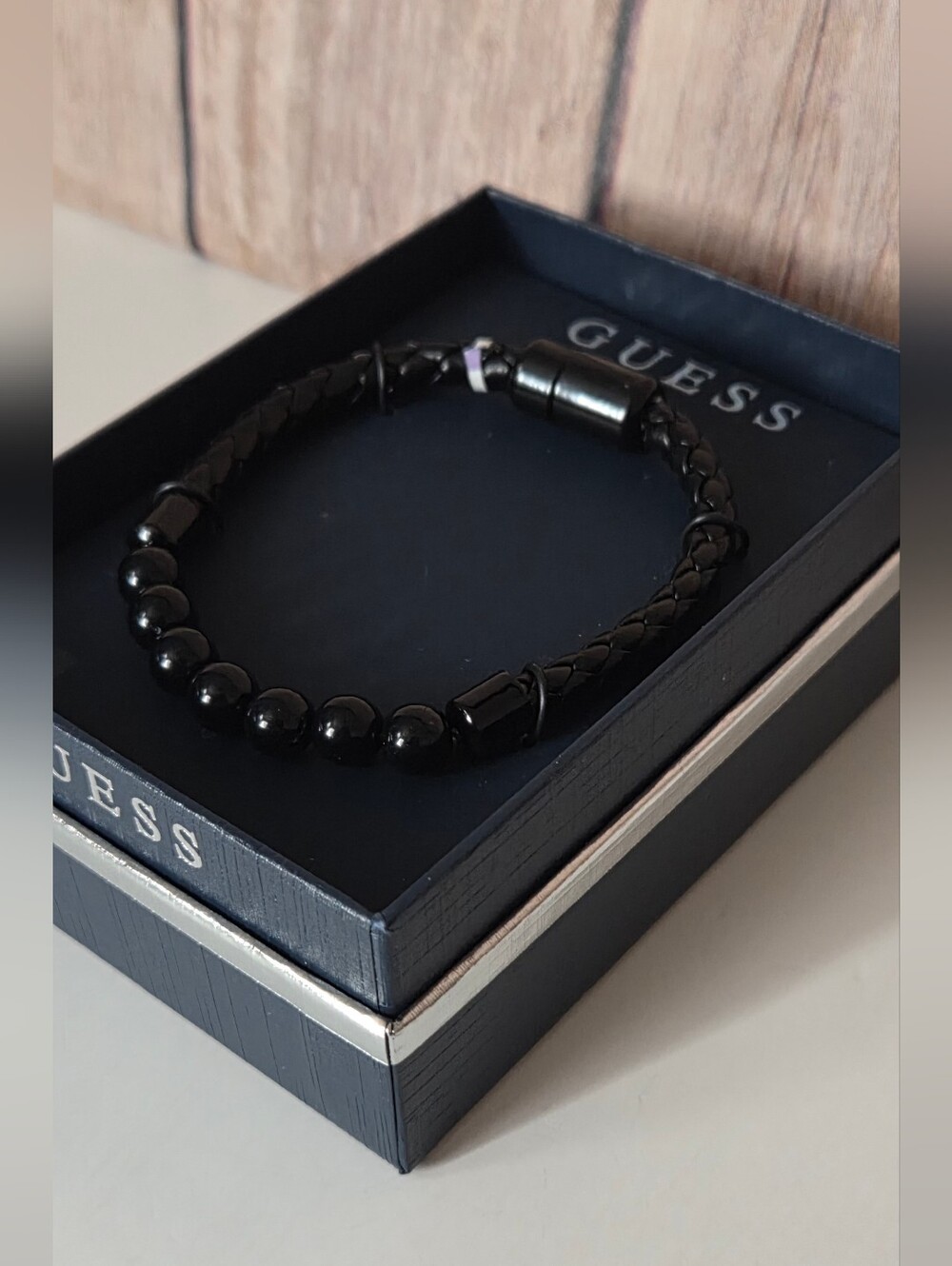 GUESS Black Beaded & Braided Bracelet NIB - Picture 4 of 8